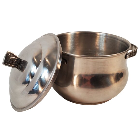 Vintage Stainless Steel Server Pot w/ Scroll Handles Carefree Monterey Holloware - Picture 3 of 7